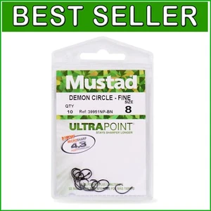 Demon Perfect Inline Circle Hook - 1X Fine Wire Fishing Hook, Wide Gap Design - Picture 1 of 4