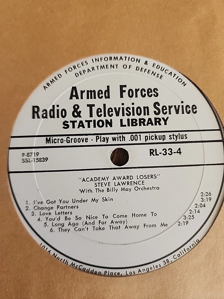 Steve Lawrence Academy Award Losers ARMED FORCES vinyl rare - Image 1 of 4