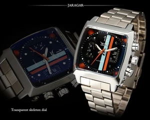 Watch Automatic Sport Racing Retro JARAGAR Edition le Mans Men Black - Picture 1 of 11