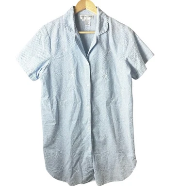 Camisón vintage Miss Elaine para mujer Seersucker Cottagecore abuela guinga Foto 1 de 4