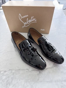 Christian Louboutin Paris Diente de León Borla Plana Charol Negro OG 42.5 Wow - Imagen 1 de 19