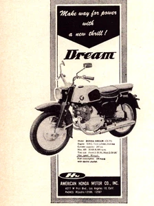 Honda Dream Motorcycle Los Angeles CA Power Thrill Vintage Print Ad 1960 - Picture 1 of 4