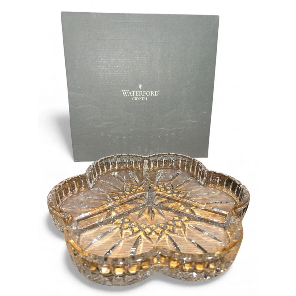 *NEW* Waterford Crystal LISMORE Clover 3 Part Divided Tray 9 1/4" - Image 1 of 4