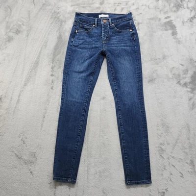 Jeans Ann Taylor LOFT Feminino 25/0 Azul Cintura Baixa Skinny Stretch Denim Lavagem Escura - Imagem 1 de 4