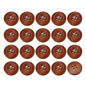 50Pcs Wooden Buttons 18mm 4 Hole Round Wood Sewing Button Craft Red Brown - Picture 1 of 8