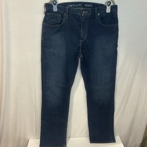 Pantalones de mezclilla para hombre Carhartt calce relajado resistentes flexibles talla 36x32 azul pierna recta - Imagen 1 de 8