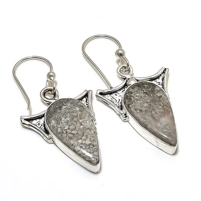 Pendiente de joyería de plata de ley 925 hecho a mano con piedras preciosas de coral Stingrey 1,97" n955 Foto 1 de 2