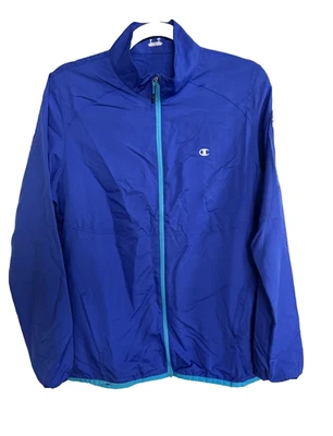 Champion Elite 风衣夹克女式电动蓝色全拉链标志 M 码全新 — 第 1/4 张图片