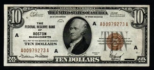 1929 $10 BOSTON CRISP XF+/AU Federal Reserve Bank Note! - Picture 1 of 2