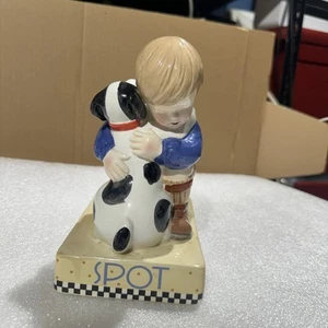 Banco de porcelana Mary Engelbreit "Todo el mundo necesita su propio lugar" niño cachorro 1994 - Imagen 1 de 6