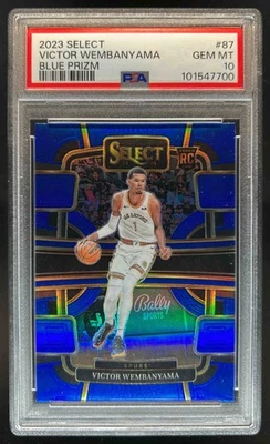 2023-24 Select Victor Wembanyama RC Blue Prizms Concourse #87 Spurs PSA 10 - Image 1 of 2