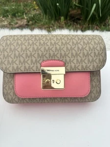 Michael Kors Jet Set Sloan Editor Md Flap Messenger Tea Rose Mk logo Crossbody - Picture 1 of 12