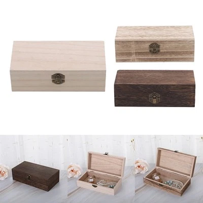 Rustic Wooden Storage Box with Vintage Metal Latch for Added Character - Image 1 of 4