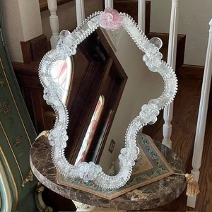 Finest Venetian Murano Glass Wall Mirror Stand 41×47cm made Italy - Picture 1 of 11