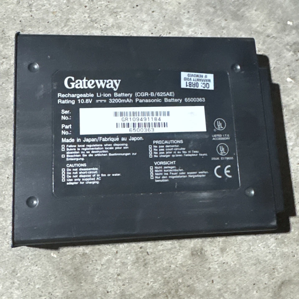 Batería recargable Gateway Li-ion Panasonic 6500363 (CGR-B/625AE) 10,8 V-3200 mAh Foto 1 de 4
