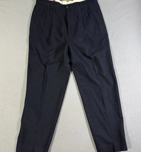 Pantaloni eleganti vintage Tommy Hilfiger 30x32 blu navy vecchi soldi pieghettati da uomo pesanti - Foto 1 di 6