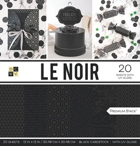 DCWV Single-Sided Cardstock Stack 12"X12" 20/Pkg-Le Noir, 10 Des/2 Each, 12 W/UV - Picture 1 of 1