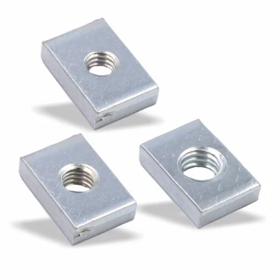 LICHT-ZUBEHOER Nutenstein | Gewindeplatte 15x10x4 mm M4-M6 Gewinde mittig | Stahl blau verzinkt