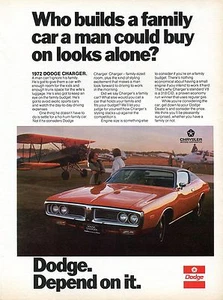 1971 Print Ad of 1972 Chrysler Motors Corp Dodge Charger w/ Prop Plane - Picture 1 of 2