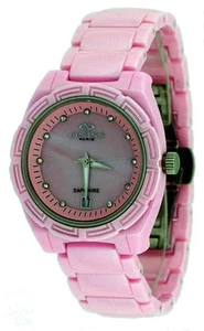 Reloj Oniss Paris ON7702-L rosa cerámica trapeador cristal zafiro para damas - Imagen 1 de 5