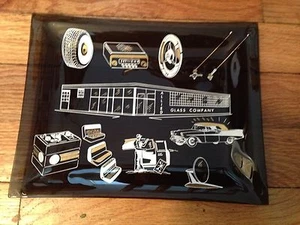 VINTAGE AUTOMOBILE ADVERTISING GLASS TRINKET DISH ALLIED GLASS COMPANY RARE - Picture 1 of 7