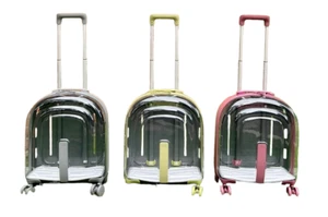 Transparent Trolley Case Travel Dog Cat Pet Bag Breathable Carrier Bag - Picture 1 of 9
