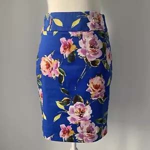 REVIEW Women's Skirt Size 6 - blue floral print pencil - Picture 1 of 6