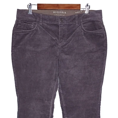 Sonoma womens modern fit straight corduroy pants sz 12 stretch solid gray taupe - Image 1 of 4
