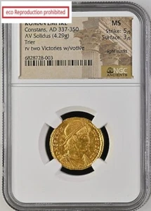 Ancient Roman Constans I Solidus Gold Coin NGC MS AD337~350 - Picture 1 of 2