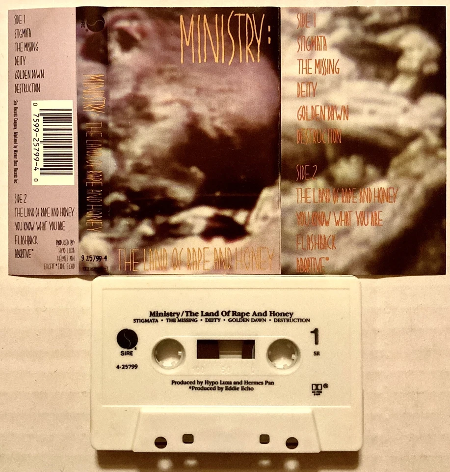 MINISTRY THE LAND OF RAPE AND HONEY CASSETTE RARE VINT 1988 4-25799 SIRE RECORDS - Image 1 of 2