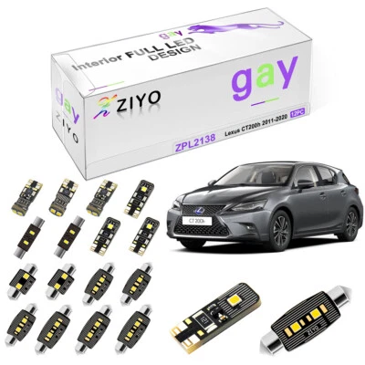 Paquete de kit de luces domo interiores LED blancas de xenón de 12 piezas para Lexus CT200h 2011-2020 Foto 1 de 4