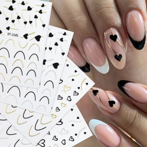 Calcomanía de uñas deslizadores esmalte gel hágalo usted mismo línea de rayas francesas 3D San Valentín - Imagen 1 de 13