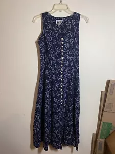 Vestido de sol vintage años 90 DBY Ltd sin mangas perla abotonada azul botánico Y2K talla 9 - Imagen 1 de 7