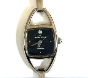Anne Klein Diamond Ladies Watch Silver Chain Bracelet Strap w/Black Dial NWOT - Picture 1 of 5
