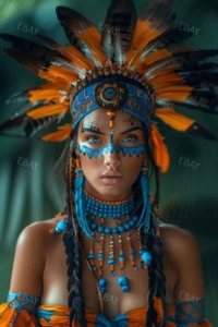 Impresión artística arriesgada de modelo de niña nativa americana con curvas 4x6 A8903 - Imagen 1 de 1