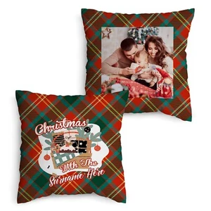 Personalised Photo Cushion - Tartan - Christmas With... Custom Photo Gift - Picture 1 of 12