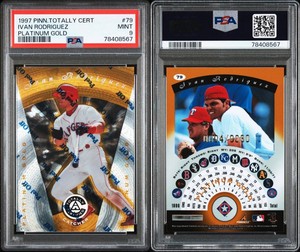 1997 Totally Certified Platinum Gold 4/30 IVAN RODRIGUEZ PSA 9 RARE UNPEELED