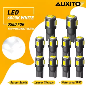 10pcs 6000K Pure White T10 Wedge LED Light Bulbs W5W 168 921 192 194 2825 158 US - Picture 1 of 11