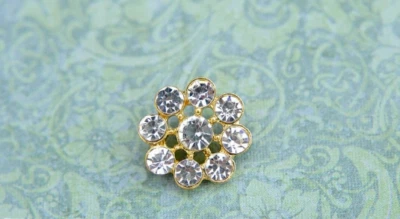 5 to 20 Pieces Crystal Rhinestone Button Round (18mm) RS-002- Gold finish - Image 1 of 3