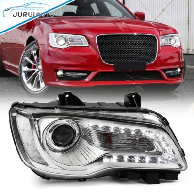 Passenger Headlight For 2015-2023 Chrysler 300 Chrome Halogen LED DRL Projector Foto 1 de 4