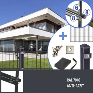 Doppelstabmattenzaun 8/6/8 anthrazit Set RAL7016 Gartenzaun Industriezaun - Bild 1 von 9
