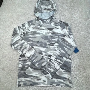 Huk Hoodie Mens Medium Gray Camo Thin Pullover Long Sleeve Performance New - Picture 1 of 7