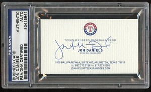 Jon Daniels signed autograph auto Texas Rangers GM Business Card PSA Slabbed