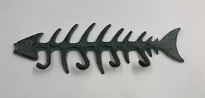 Cast Iron Fish Bone Wall Rack Nautical 13" Patina Look Cast Iron Decorative - Picture 1 of 6