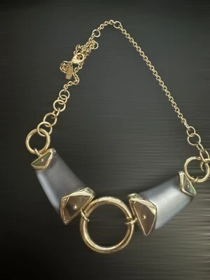 ALEXIS BITTAR BLUE FROSTED LUCITE CHOKER/NECKLACE  GOLD TONE - Image 1 of 4