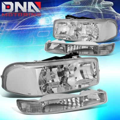 PARA 99-06 GMC GMT800 SIERRA CROMO/LATERAL TRANSPARENTE FARO ESQUINA GIRATORIA + LUZ PARACHOQUES Foto 1 de 4
