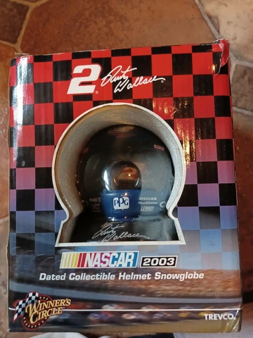 Rusty Wallace Mini Helmet DATED SNOW GLOBE 2003 TREVCO,NASCAR, NEW IN BOX RARE Cover