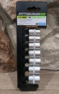Pittsburgh Pro 3/8" Drive, 7 Piece, Spline Socket Set, METRIC 10-19mm #96362 - Foto 1 di 2