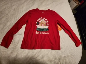 Wonder Nation Girl's Long Sleeve Red Embelished Holiday Shirt Size XXL (18) NEW - Picture 1 of 4