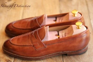 Grenson Tan Brown Burnished Leather Shoes Loafers Mens UK 10 E EU 44 US 11 - Imagen 1 de 10
